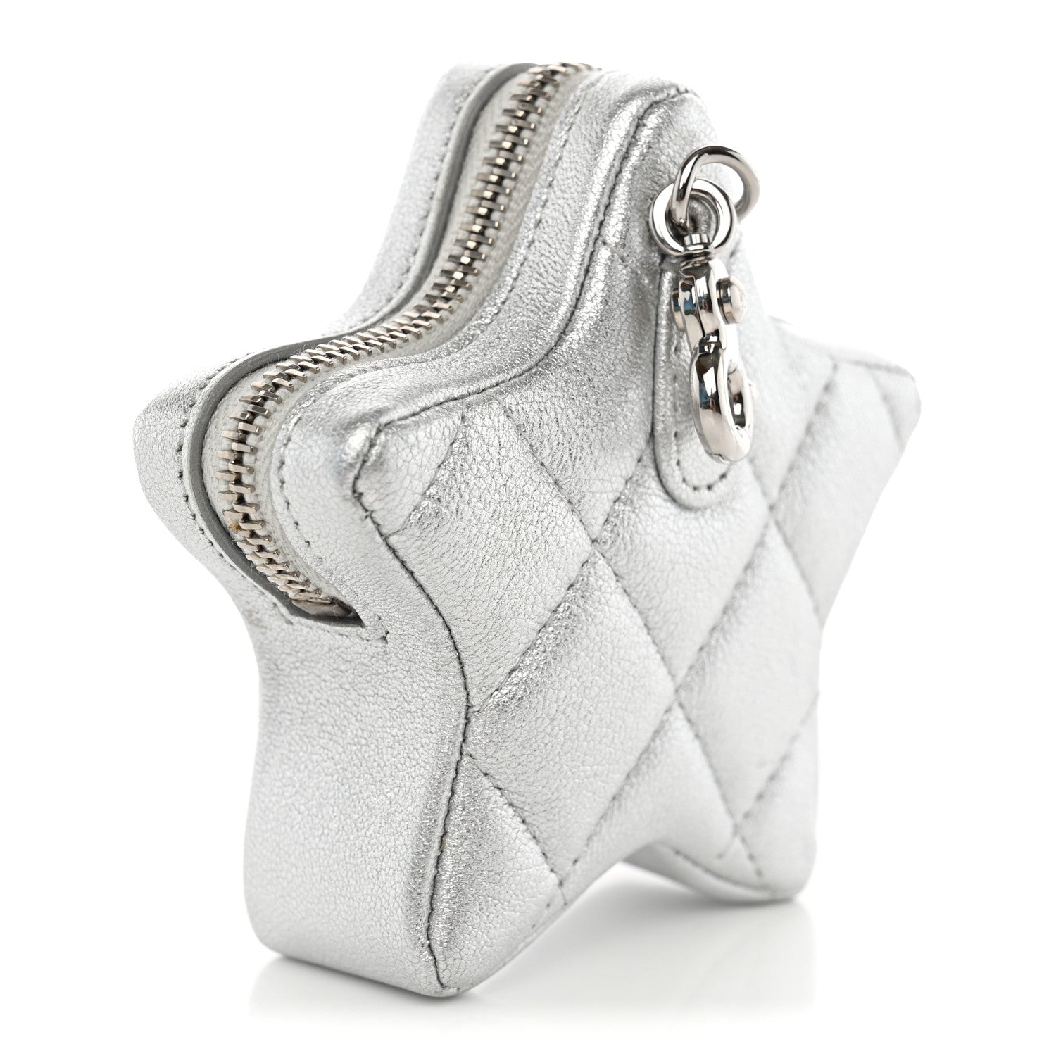 Chanel Metallic Lambskin Walk Of Fame Star Clip On Coin Purse Silver 3 of 7