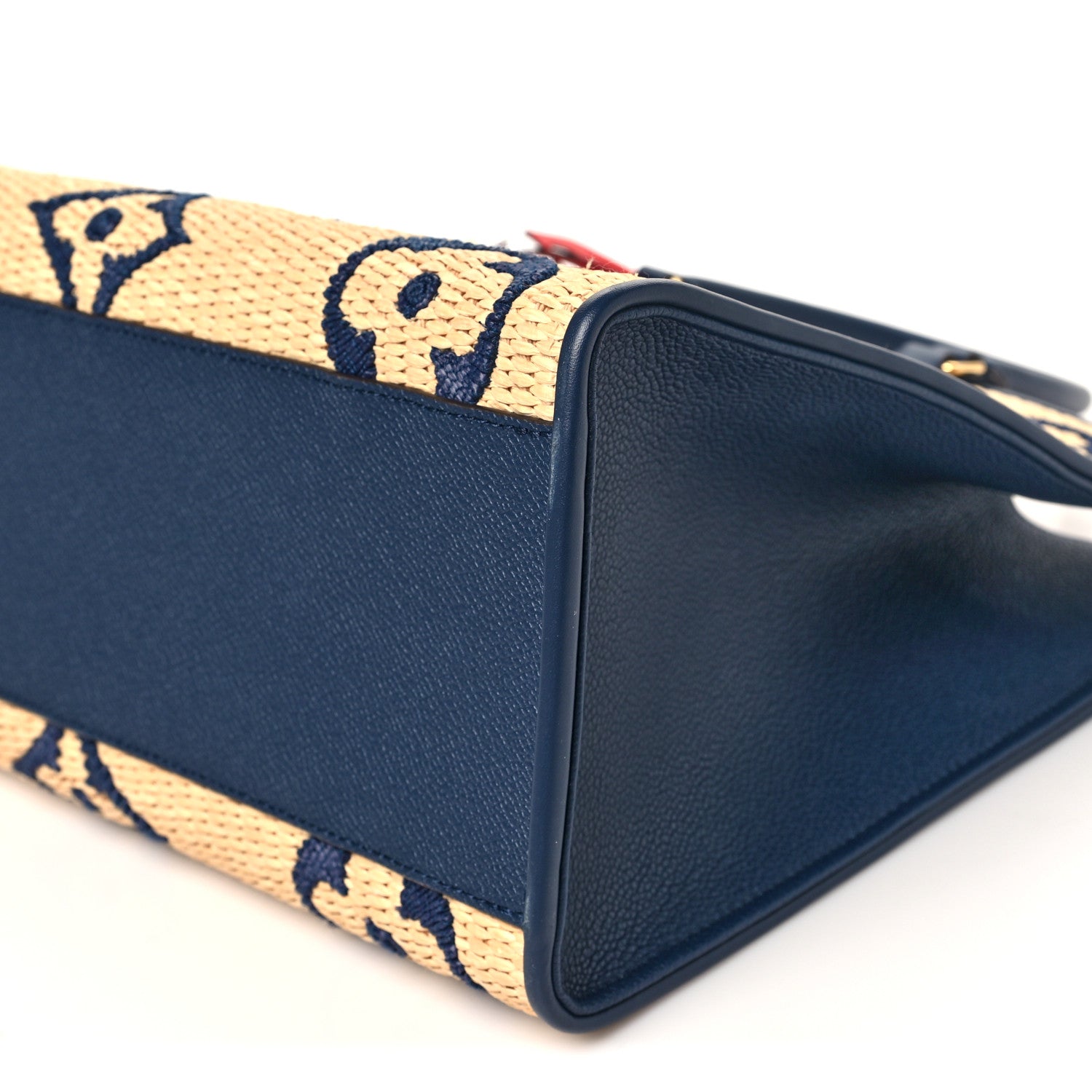 Louis Vuitton Raffia Calfskin Monogram Giant Onthego MM Blue