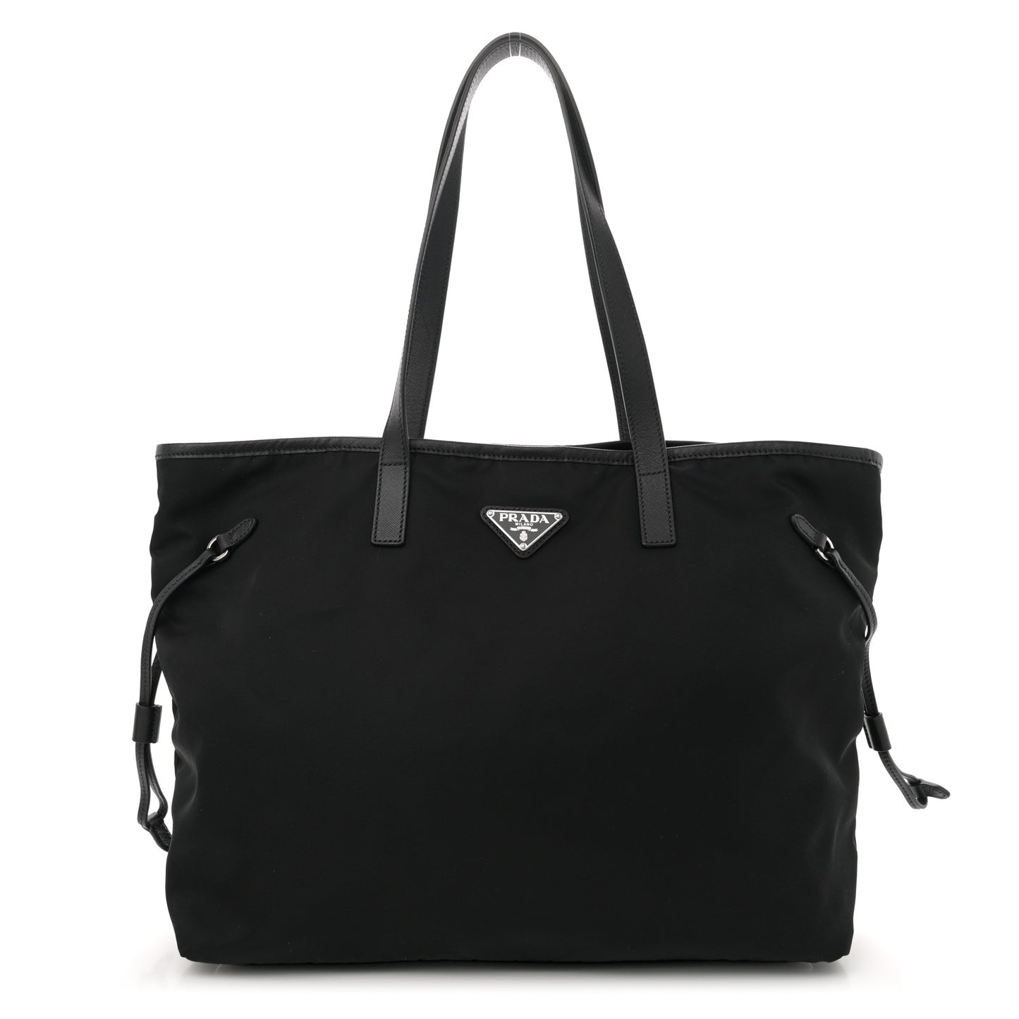 Tessuto Nylon Saffiano Shopping Tote Black