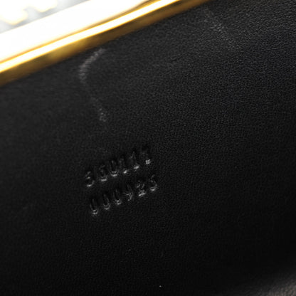 Alexander McQueen Calfskin Woven Pearl Crystal Skull Box Clutch Black Gold 7 of 7