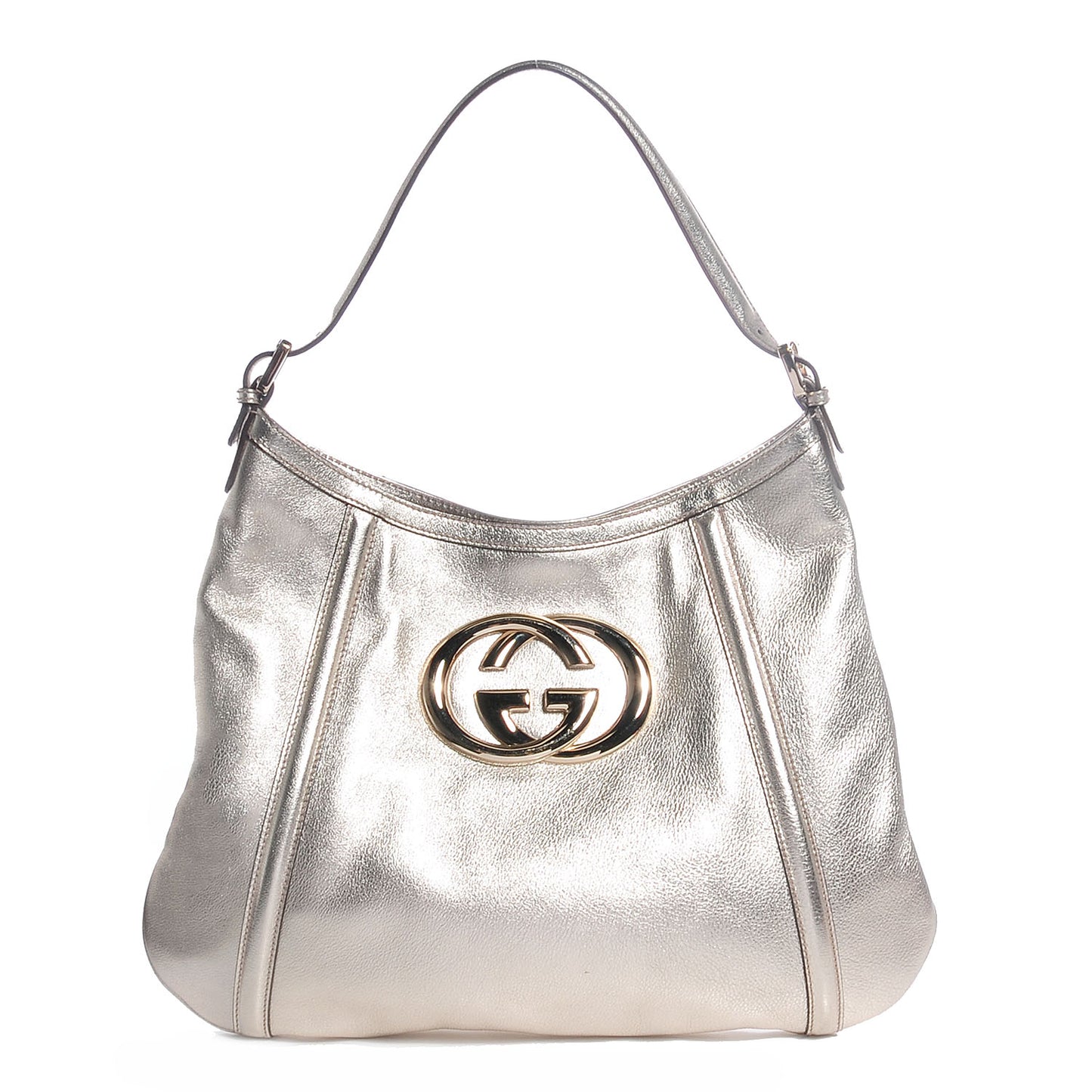 Leather Medium Britt Hobo Platinum