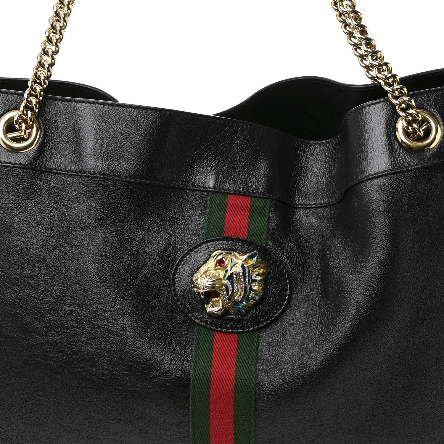 Gucci Calfskin Large Rajah Chain Tote Black 9 of 12
