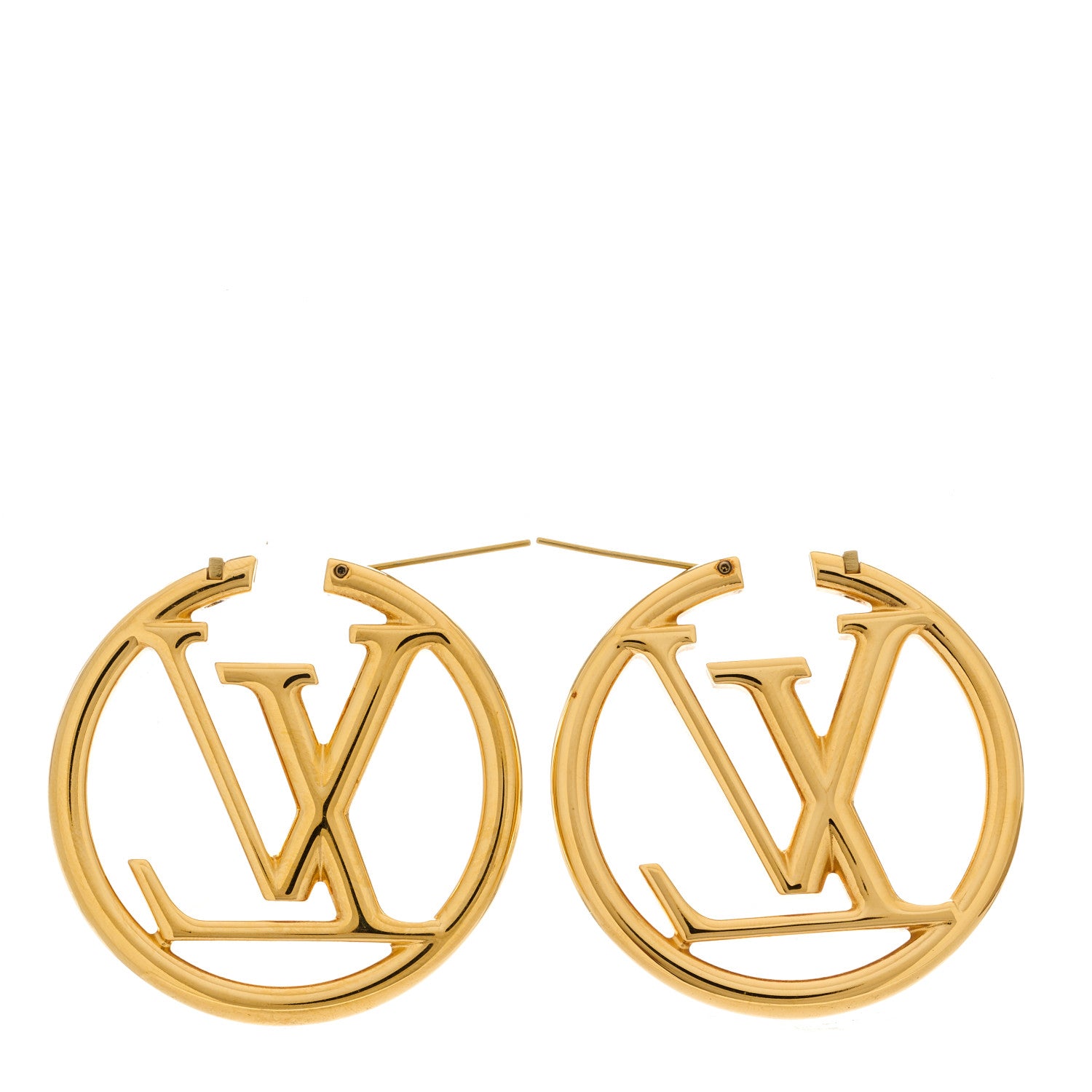 Louis Vuitton LOUIS VUITTON Metal Louise Hoop Earrings Gold 3 of 5