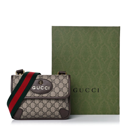 Gucci GG Supreme Monogram Web Small Neo Vintage Double Flap Messenger Bag Beige New Acero 15 of 15