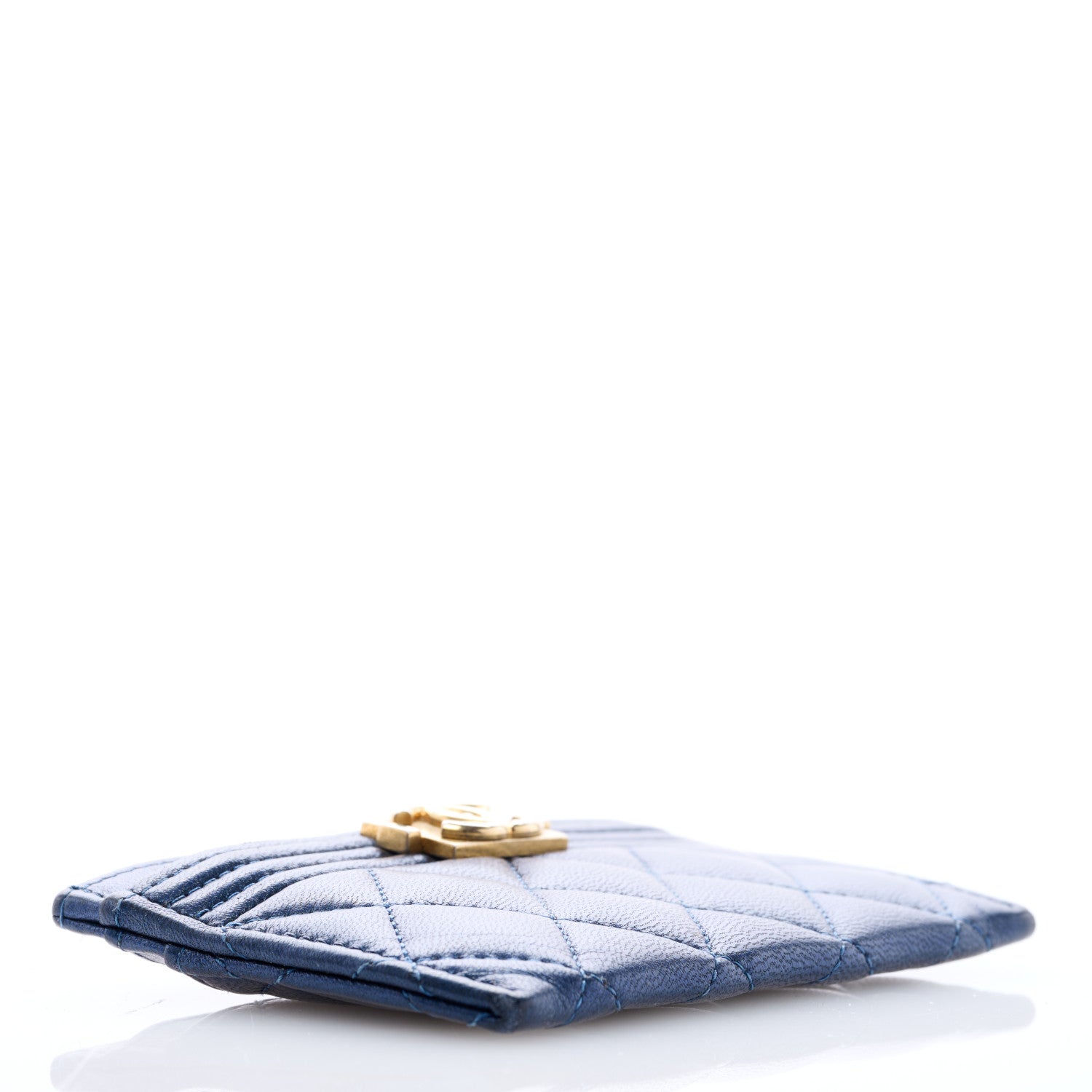 Chanel Metallic Lambskin Quilted Boy Card Holder Blue 4 of 7