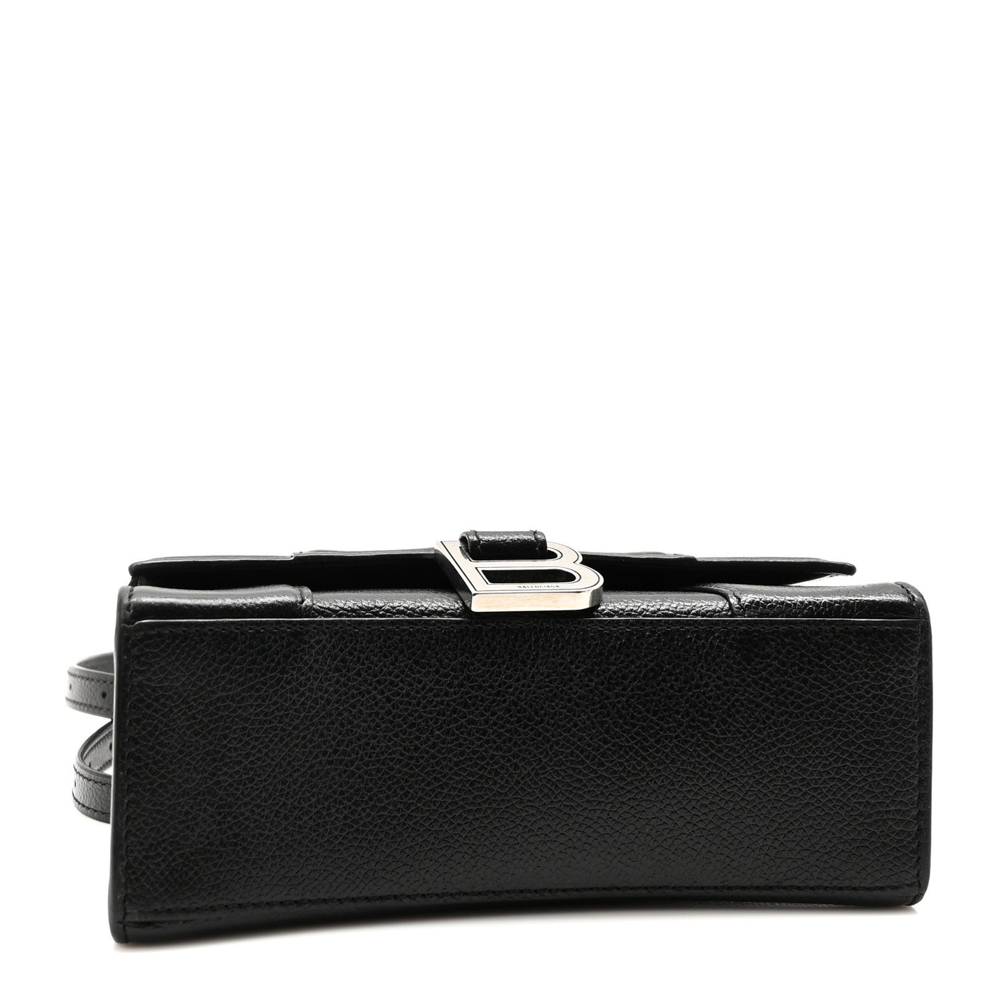 Grained Calfskin Hourglass Top Handle Bag XS Black