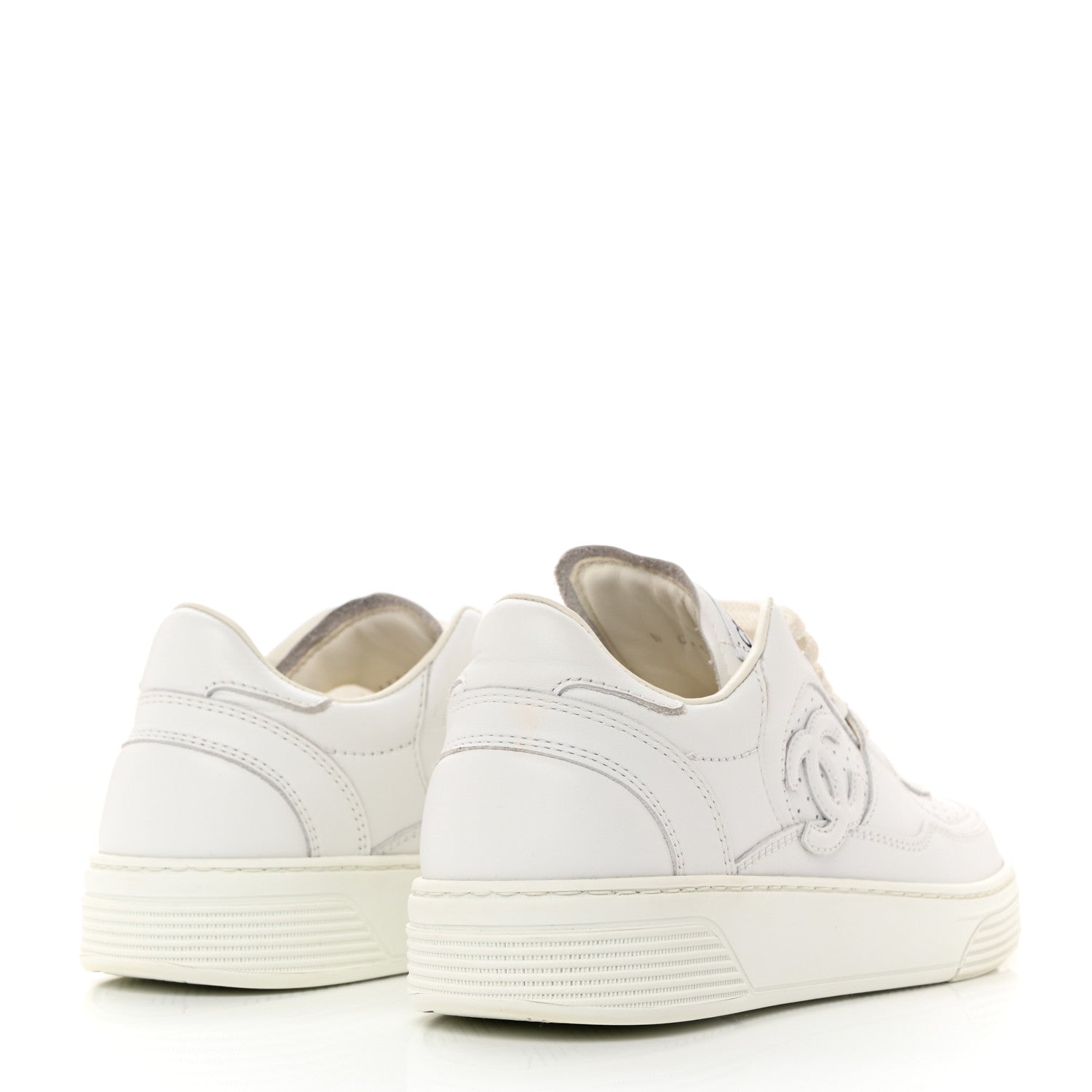 Chanel Calfskin CC Womens Sneakers 36.5 White 4 of 9