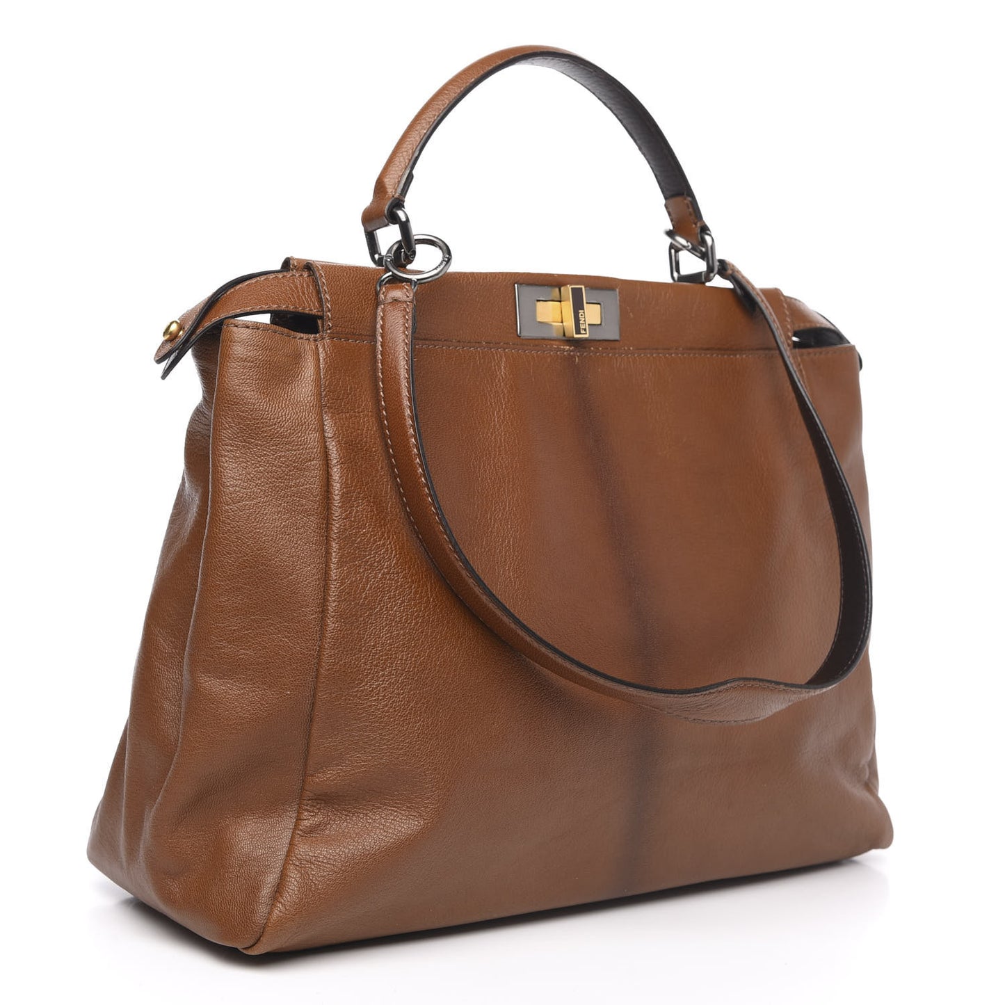 Goatskin Zucca Large Peekaboo Iconic Satchel Cuoio Tobacco Moro