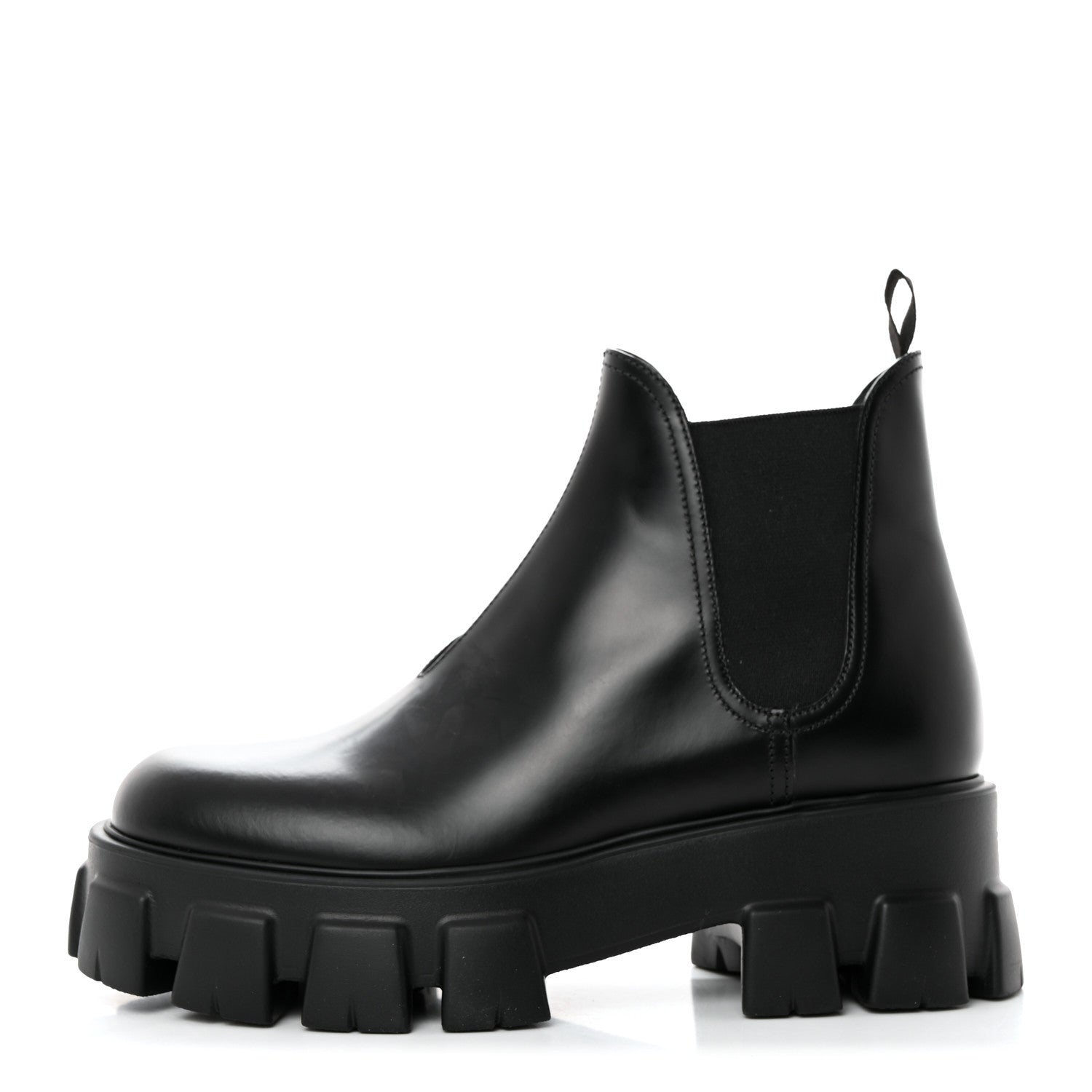 Prada Spazzolato Rois Monolith Chelsea 55mm Ankle Boots 40.5 Black 1 of 9