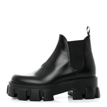 Prada Spazzolato Rois Monolith Chelsea 55mm Ankle Boots 40.5 Black 1 of 9