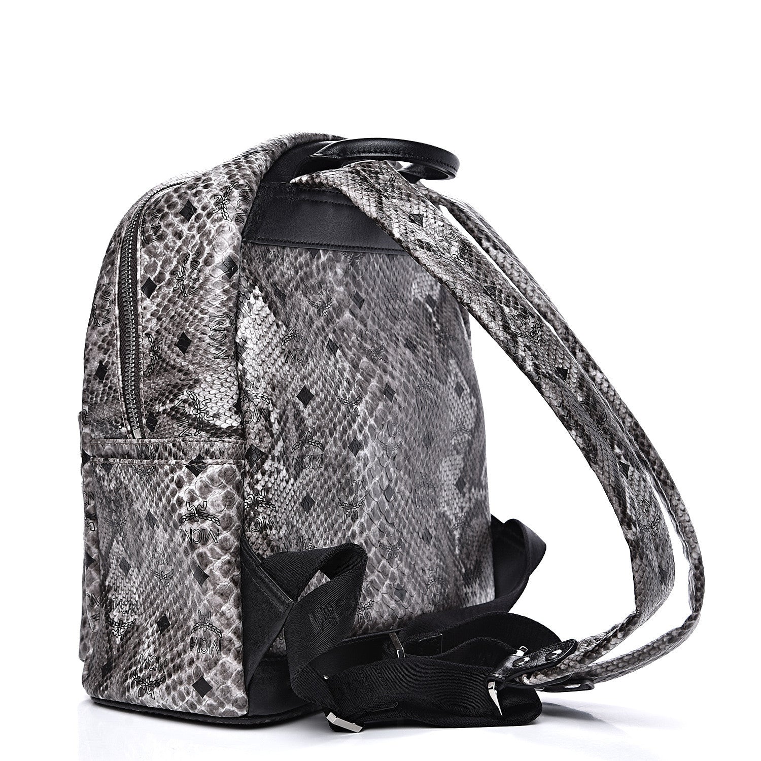 MCM Visetos Snakeskin Printed Small Stark Backpack Light Grey 2 of 9