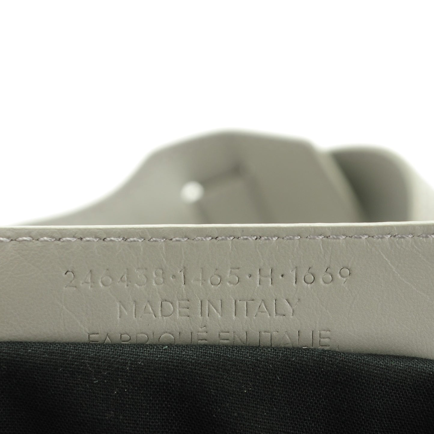Matte Goatskin Rubber Covered Classic Hardware Mini Pompon Gris Glace