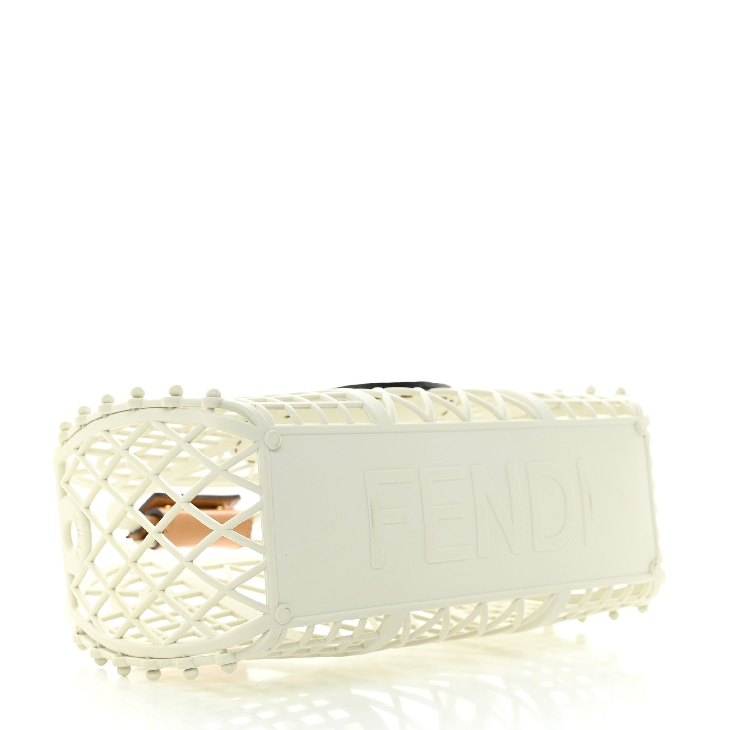 Fendi Recycled Plastic Vitello Liberty Matte Small Fendi Basket White Ice Miele Scuro 4 of 12