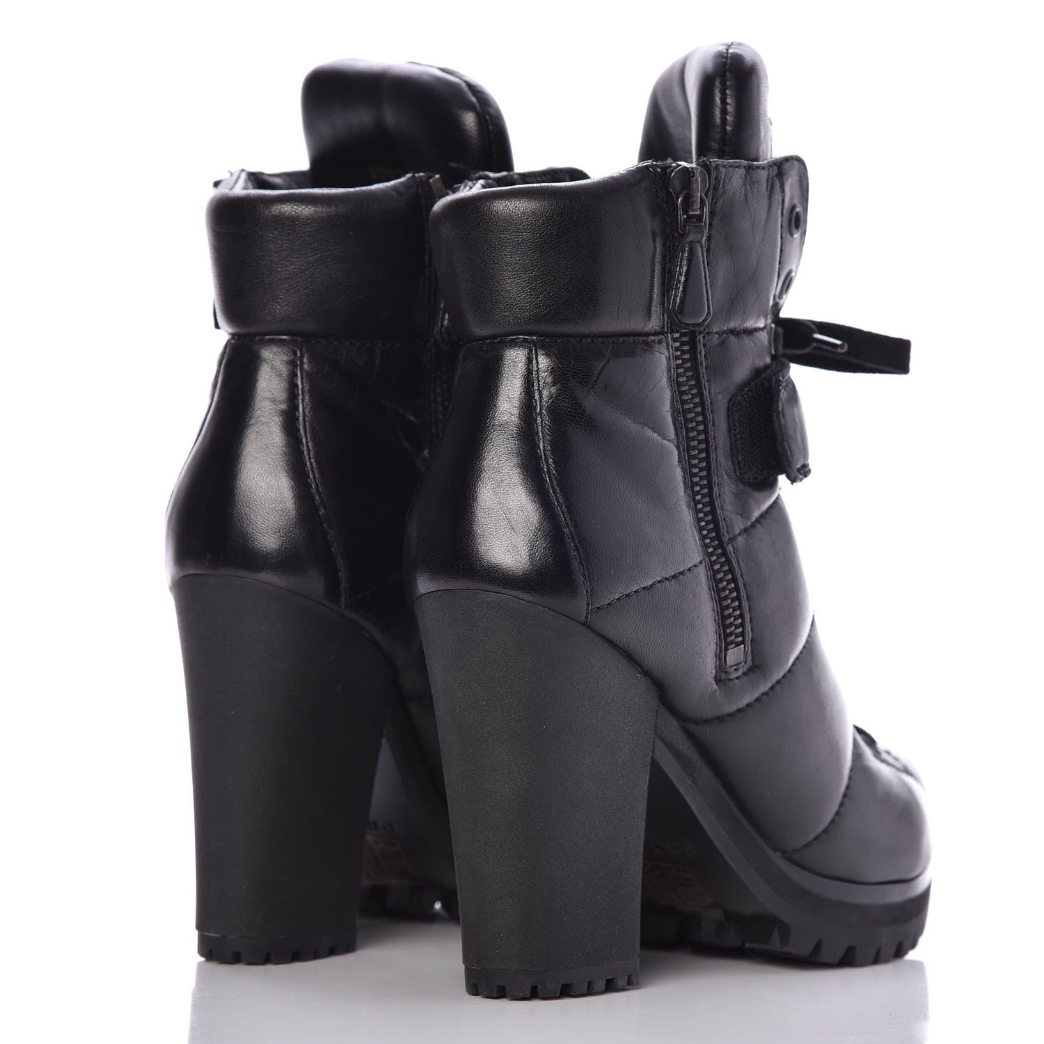 Prada Nappa Lace Up Ankle Boots 38 Black 4 of 13