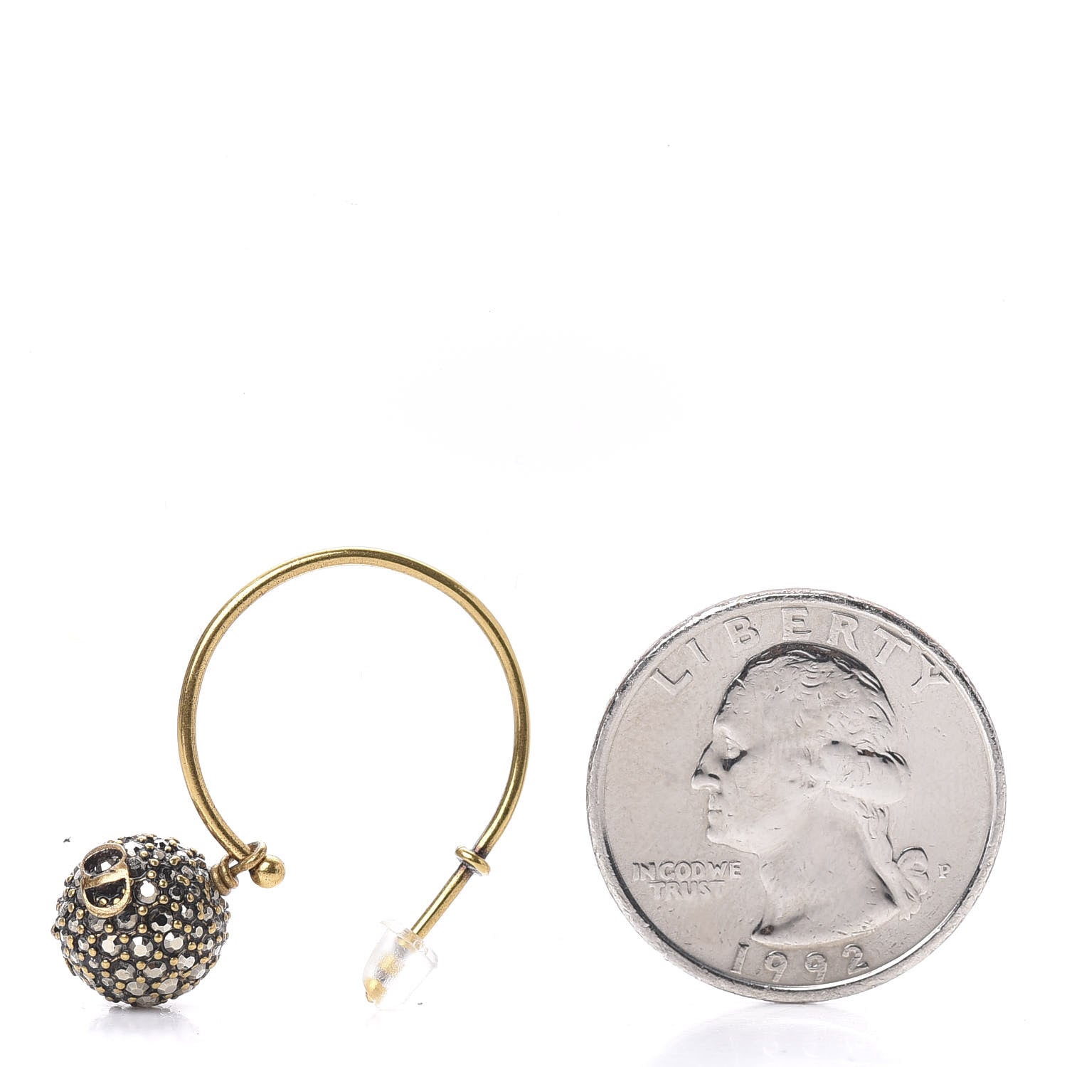 Christian Dior Crystal Star Hoop Earrings Aged Gold 2 of 5