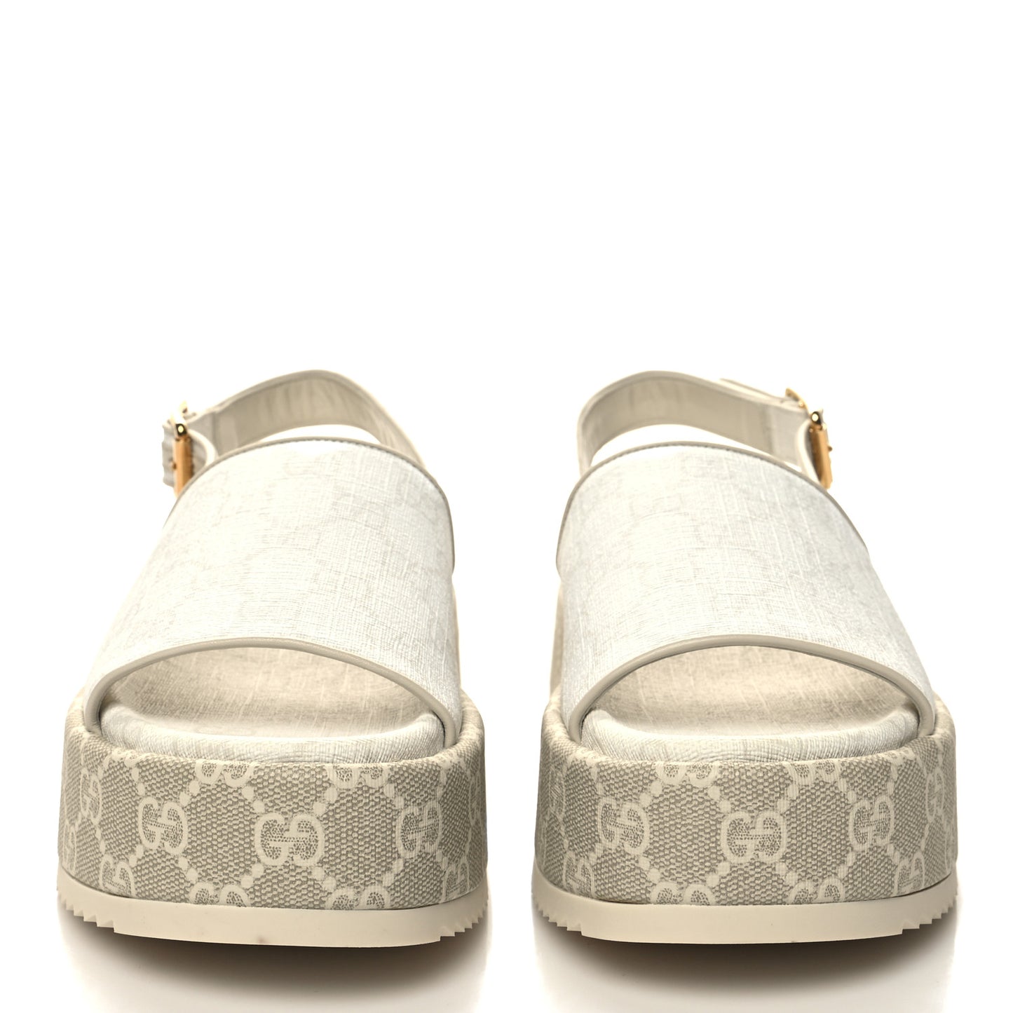 GG Supreme Monogram Angelina Platform 35mm Slingback Sandals 36 White Mystic White