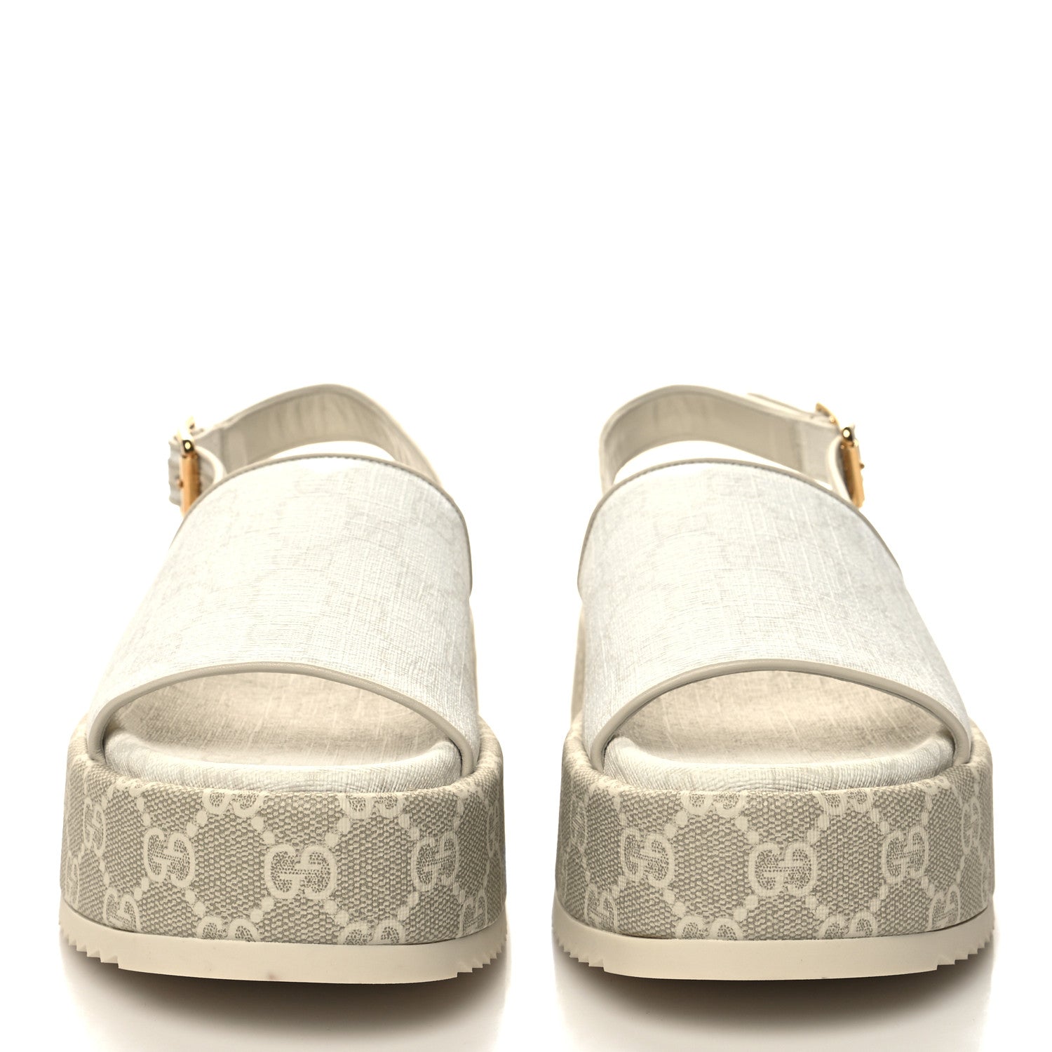Gucci GG Supreme Monogram Angelina Platform 35mm Slingback Sandals 36 White Mystic White 2 of 9