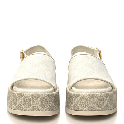 Gucci GG Supreme Monogram Angelina Platform 35mm Slingback Sandals 36 White Mystic White 2 of 9