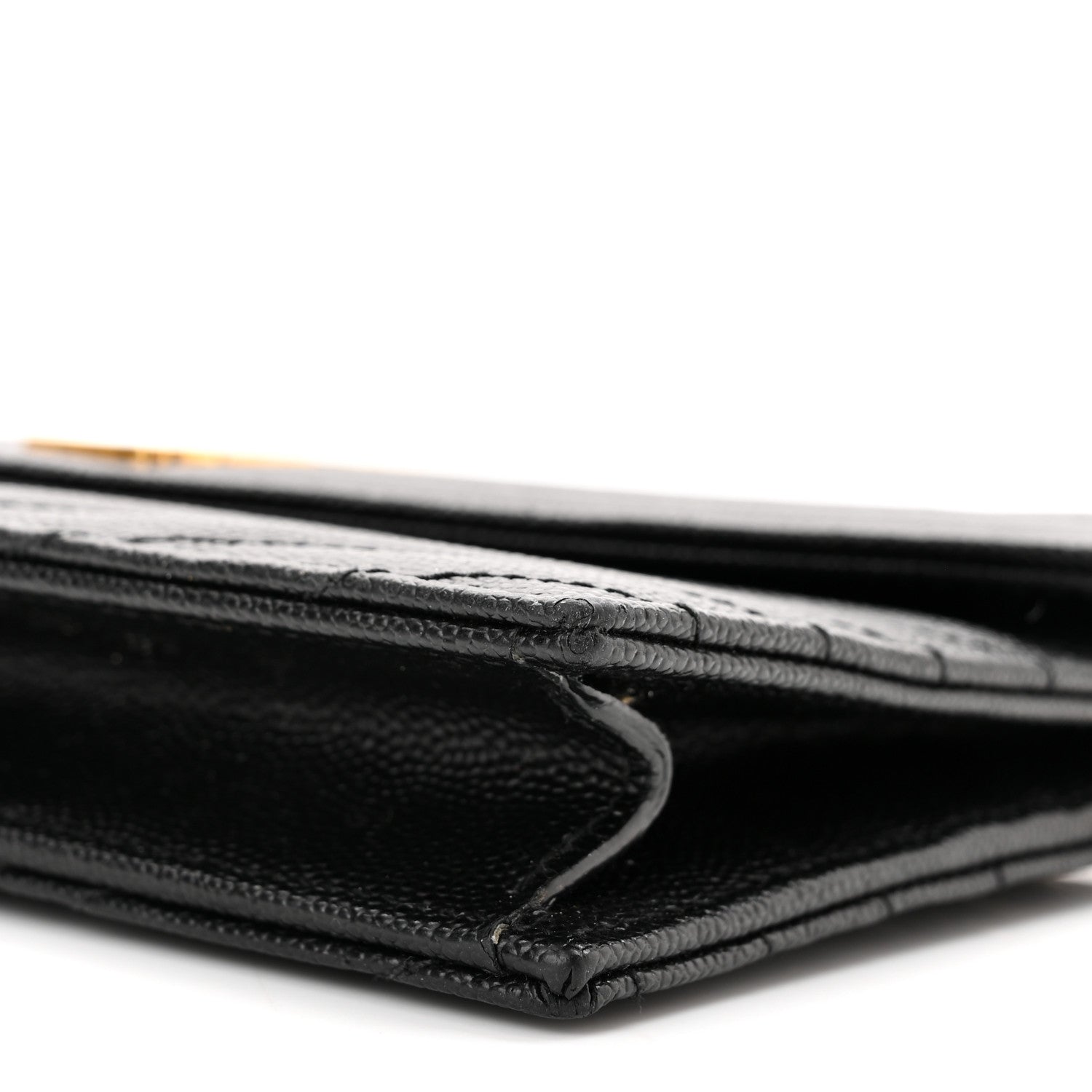 Saint Laurent Grain De Poudre Matelasse Chevron Monogram Envelope Chain Wallet Black 9 of 11