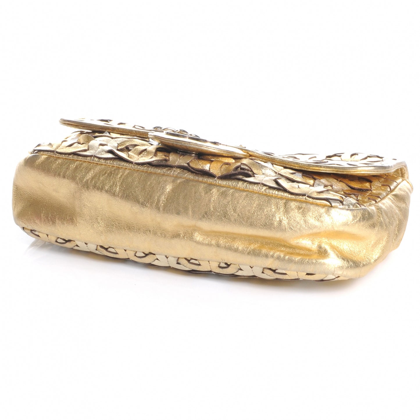 Calfskin Crackled CC Mix Medium Flap Gold Silver
