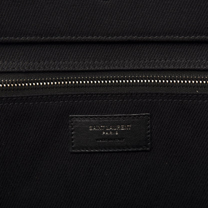 Saint Laurent Linen Calfskin Rive Gauche Tote Black 8 of 10