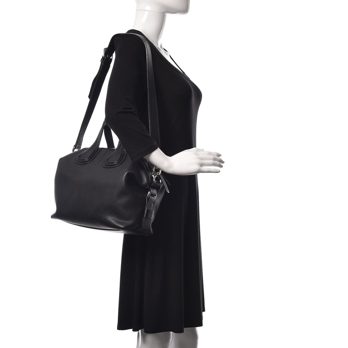 Pebbled Calfskin Small Nightingale Black