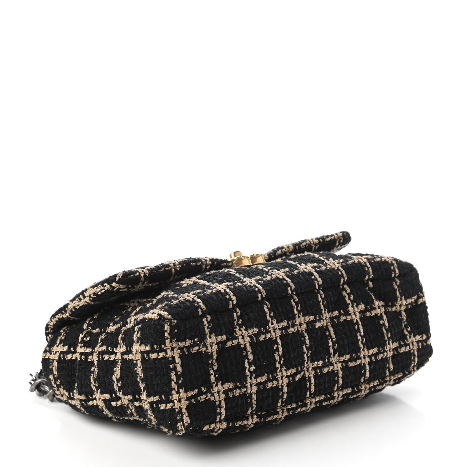 Chanel Tweed Quilted Large Chanel 19 Flap Black Beige 4 of 11