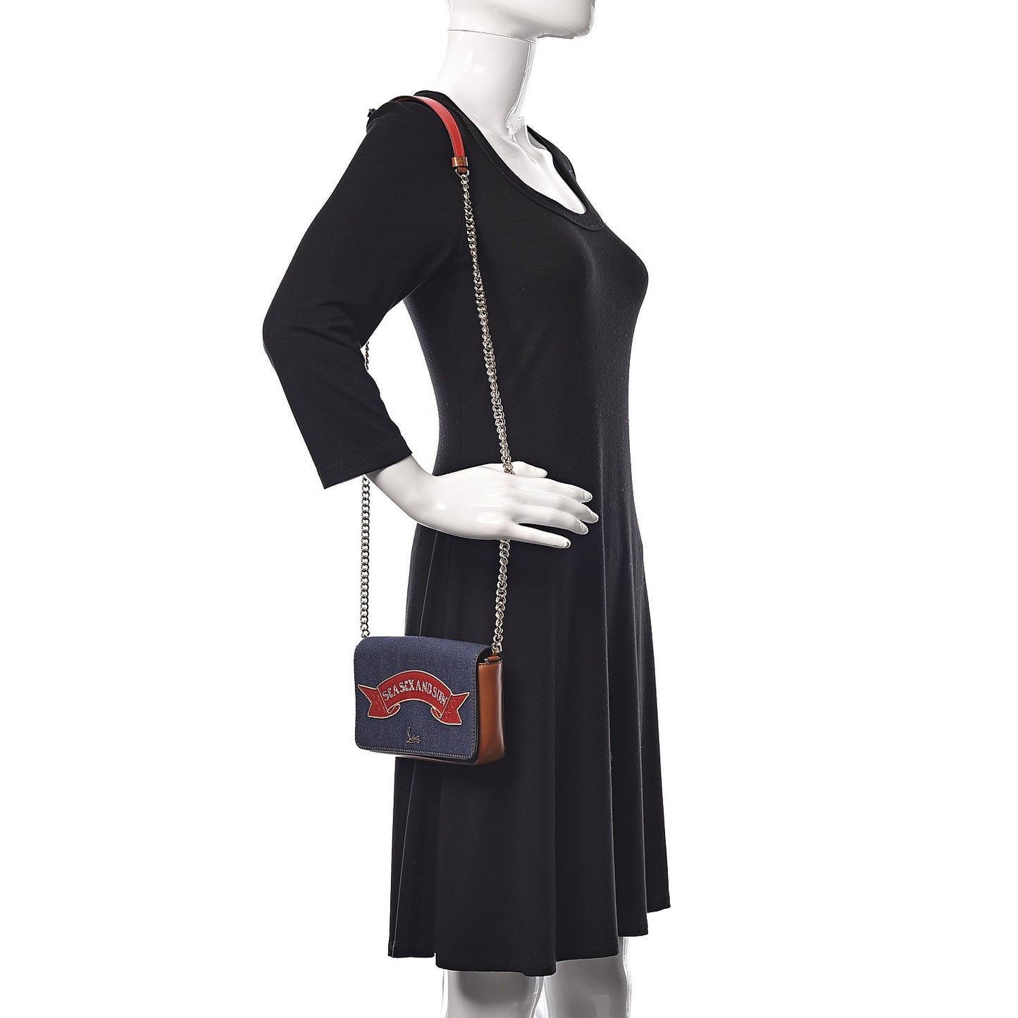 Denim Calfskin Crystal Sea Sex Sun Zoompouch Crossbody Navy Coconut