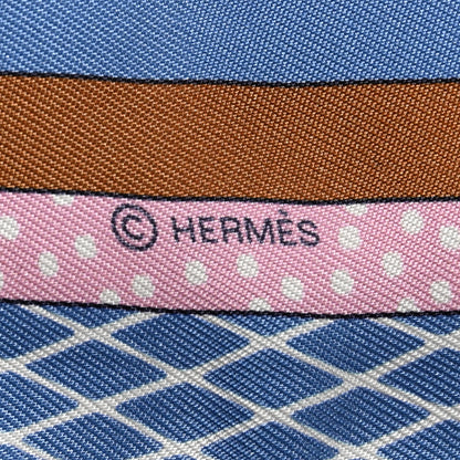 Hermes Silk Twilly Grand Theatre Nouveau Bleu Lavande Rose Vert 3 of 4