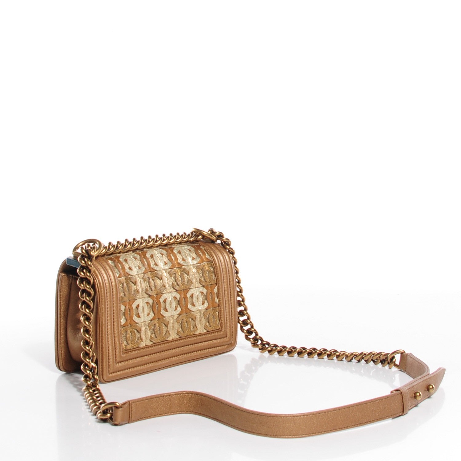 Chanel Metallic Lambskin Small Golden CC Boy Flap Gold 3 of 8