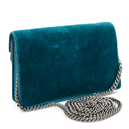 Gucci Velvet Super Mini Dionysus Shoulder Bag Pavone Cyan 3 of 9