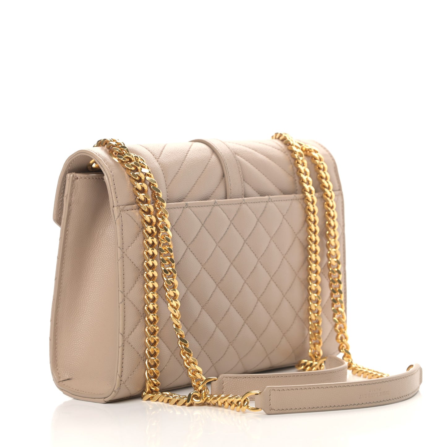 Grain De Poudre Textured Mixed Matelasse Medium Triquilt Monogram Satchel Dark Beige