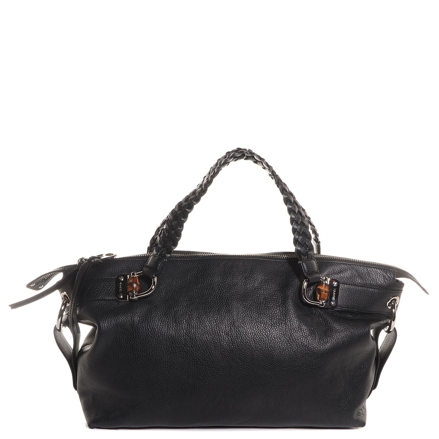 Gucci Leather Medium Bamboo Bar Tassel Shoulder Bag Black 1 of 7