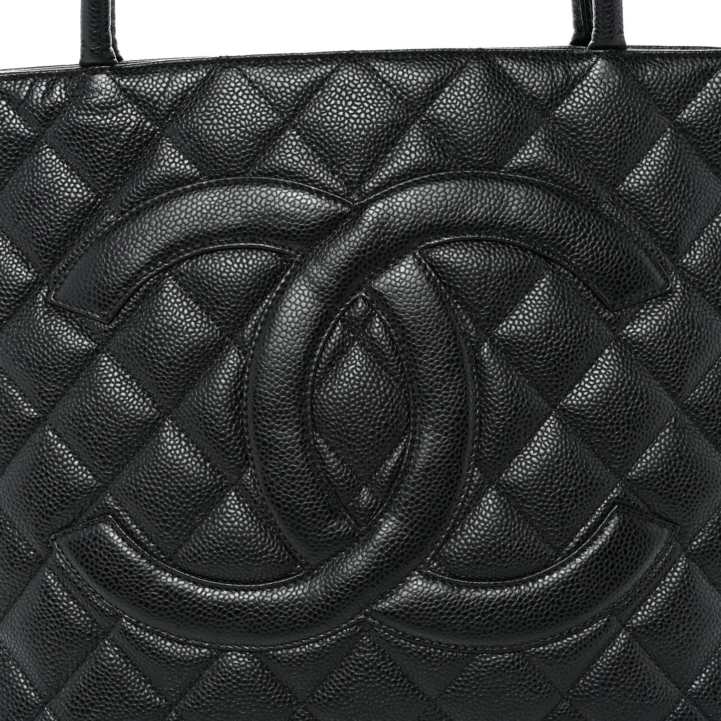 Caviar Quilted Medallion Tote Black