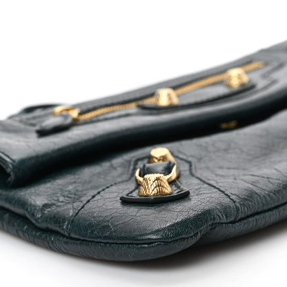 Balenciaga Agneau Giant 12 Gold Hardware Envelope Strap Clutch Vert Pinede 6 of 7