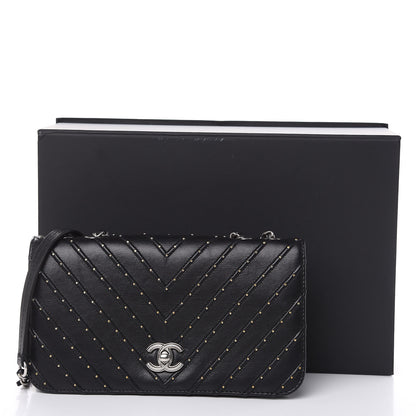 Chanel Calfskin Studded Chevron Quilted Flap Black 16 of 16