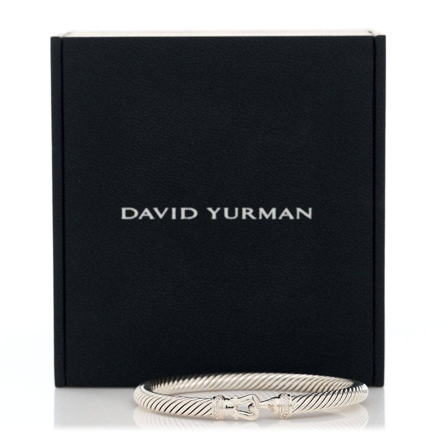 Sterling Silver Diamond 5mm Cable Buckle Bracelet