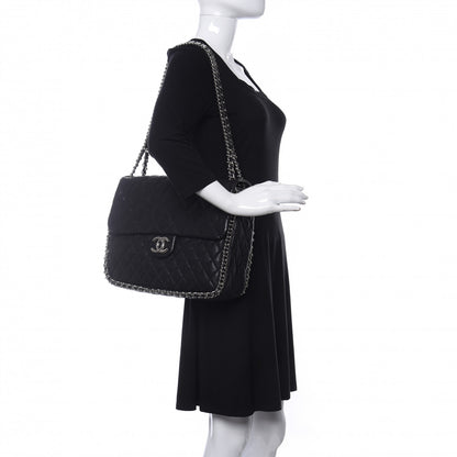 Chanel Washed Lambskin Quilted Maxi Chain Around Flap Black 2 of 11