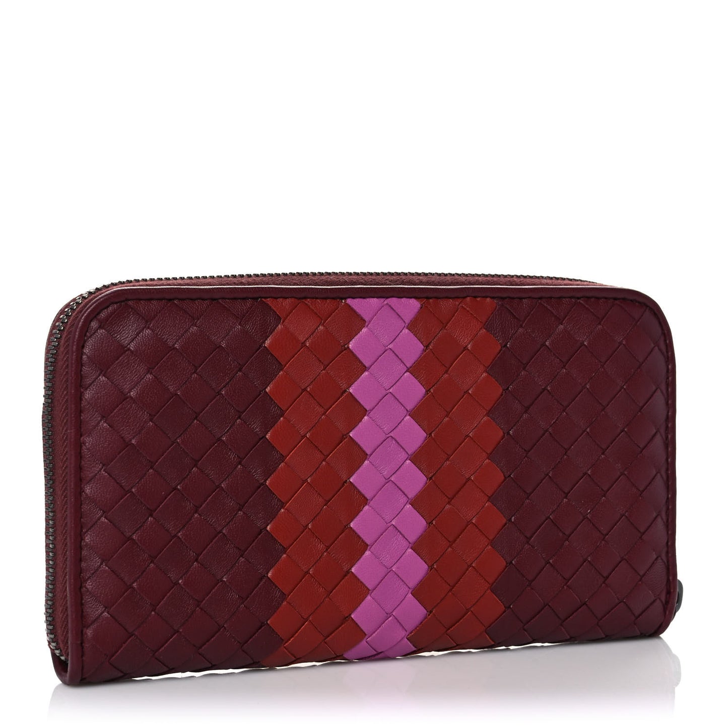 Nappa Intrecciato Zip Around Wallet Opera Pink