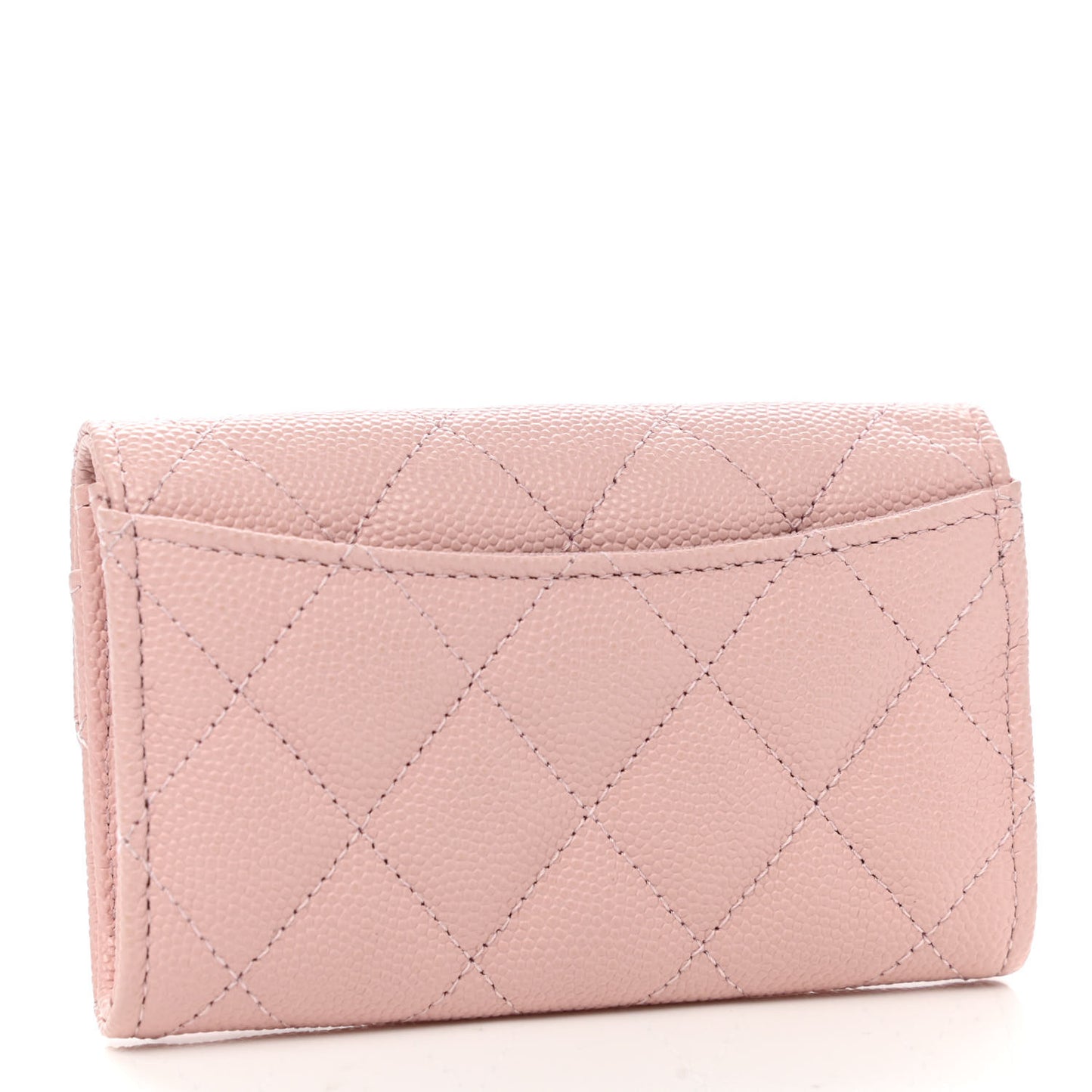 Caviar Quilted Flap Card Holder Wallet Light Pink