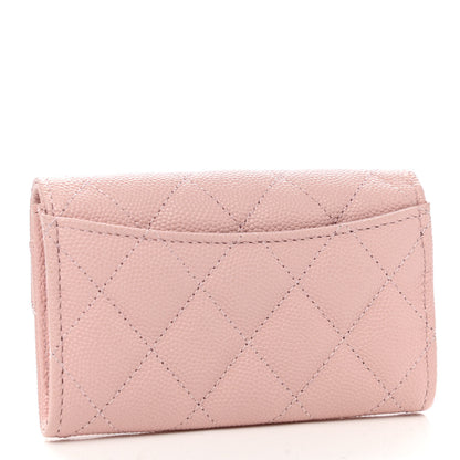Chanel Caviar Quilted Flap Card Holder Wallet Light Pink 3 of 9