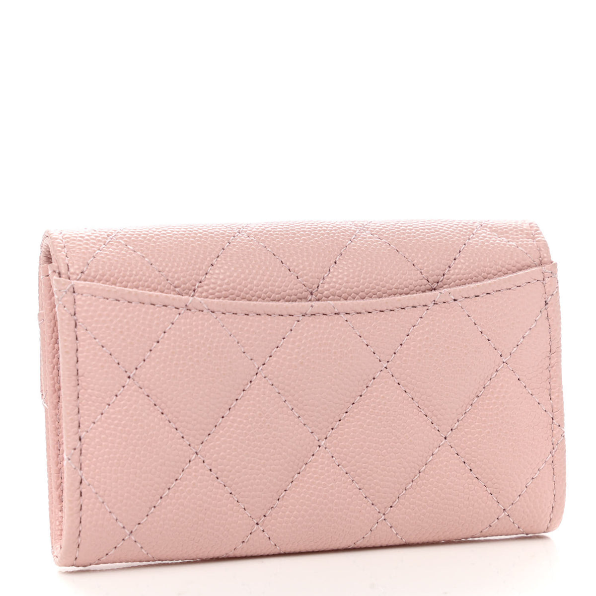 Caviar Quilted Flap Card Holder Wallet Light Pink