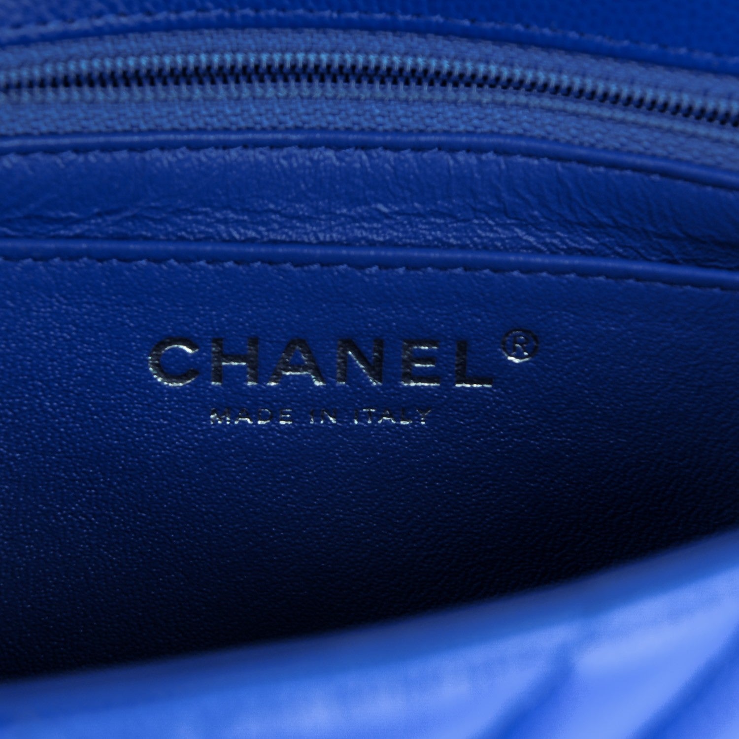 Chanel Caviar Chevron Quilted Mini Square Flap Blue 7 of 8