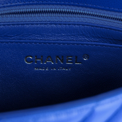 Chanel Caviar Chevron Quilted Mini Square Flap Blue 7 of 8