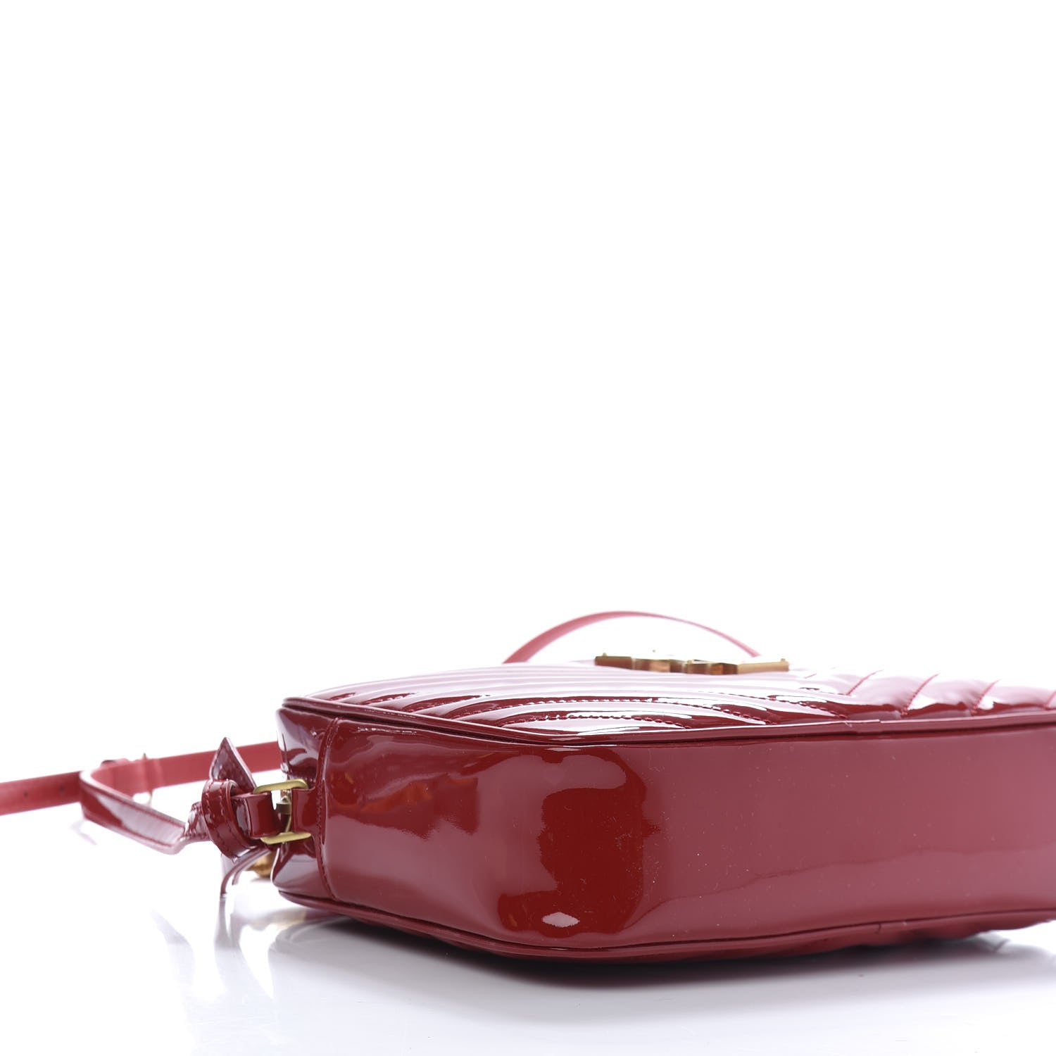 Saint Laurent Patent Calfskin Matelasse Monogram Lou Camera Bag Red 6 of 10
