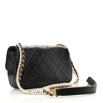 Chanel Calfskin Quilted Small Crystal Pearls Flap Bag Black 3 of 9