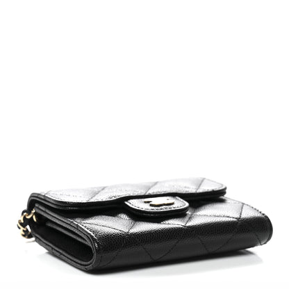 Chanel Caviar Quilted Flap Card Holder On Chain Black 4 of 11