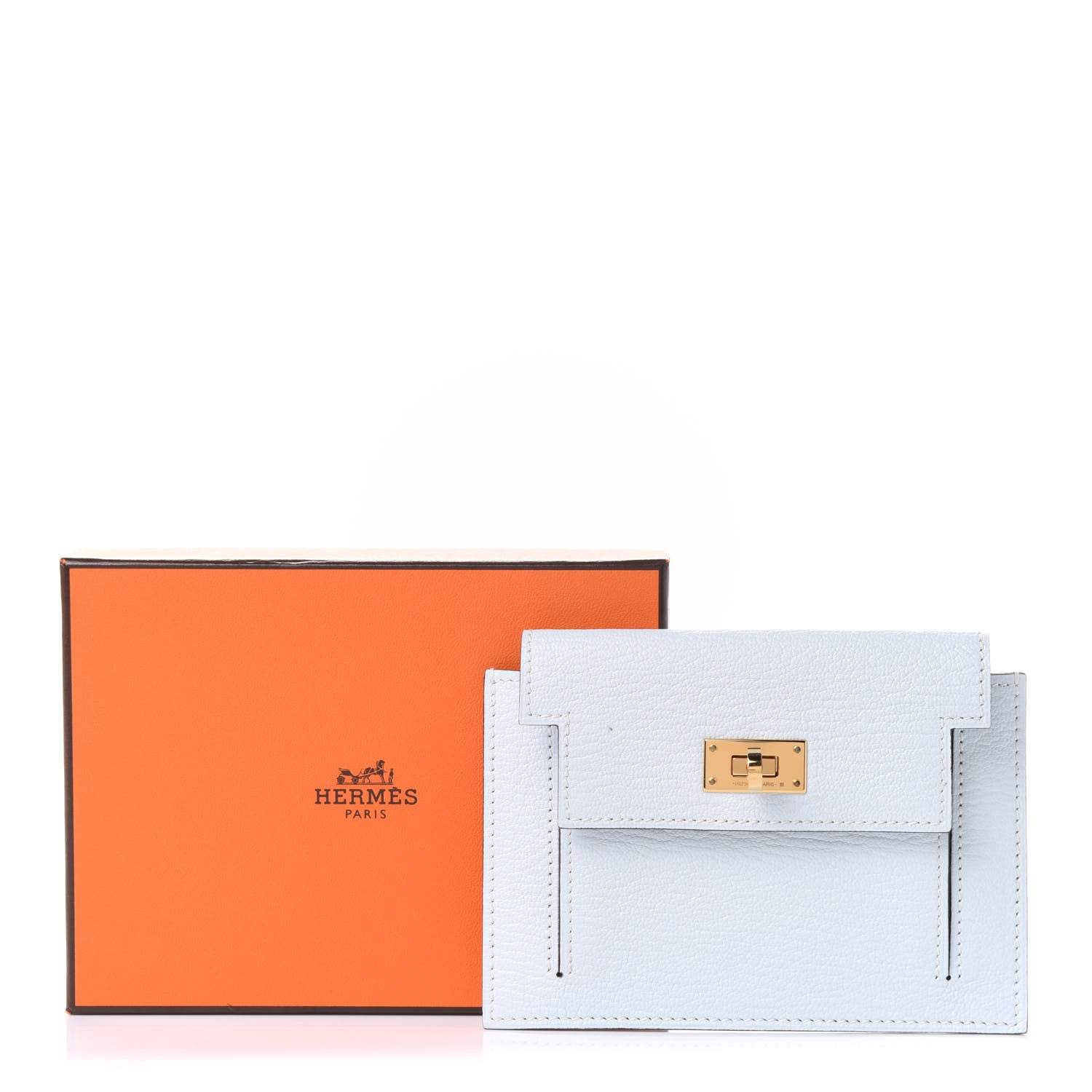 Hermes Chevre Mysore Kelly Pocket Compact Wallet Bleu Brume 10 of 10