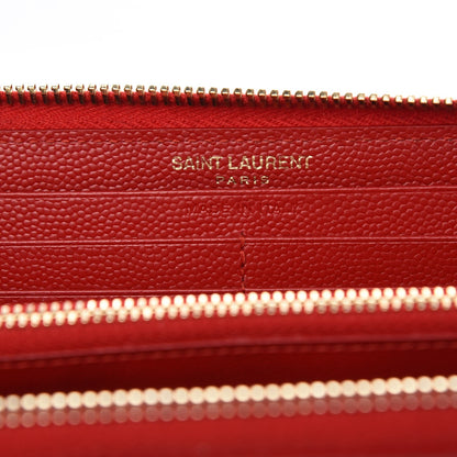 Saint Laurent Grain De Poudre Monogram Zip Around Wallet Red 6 of 10