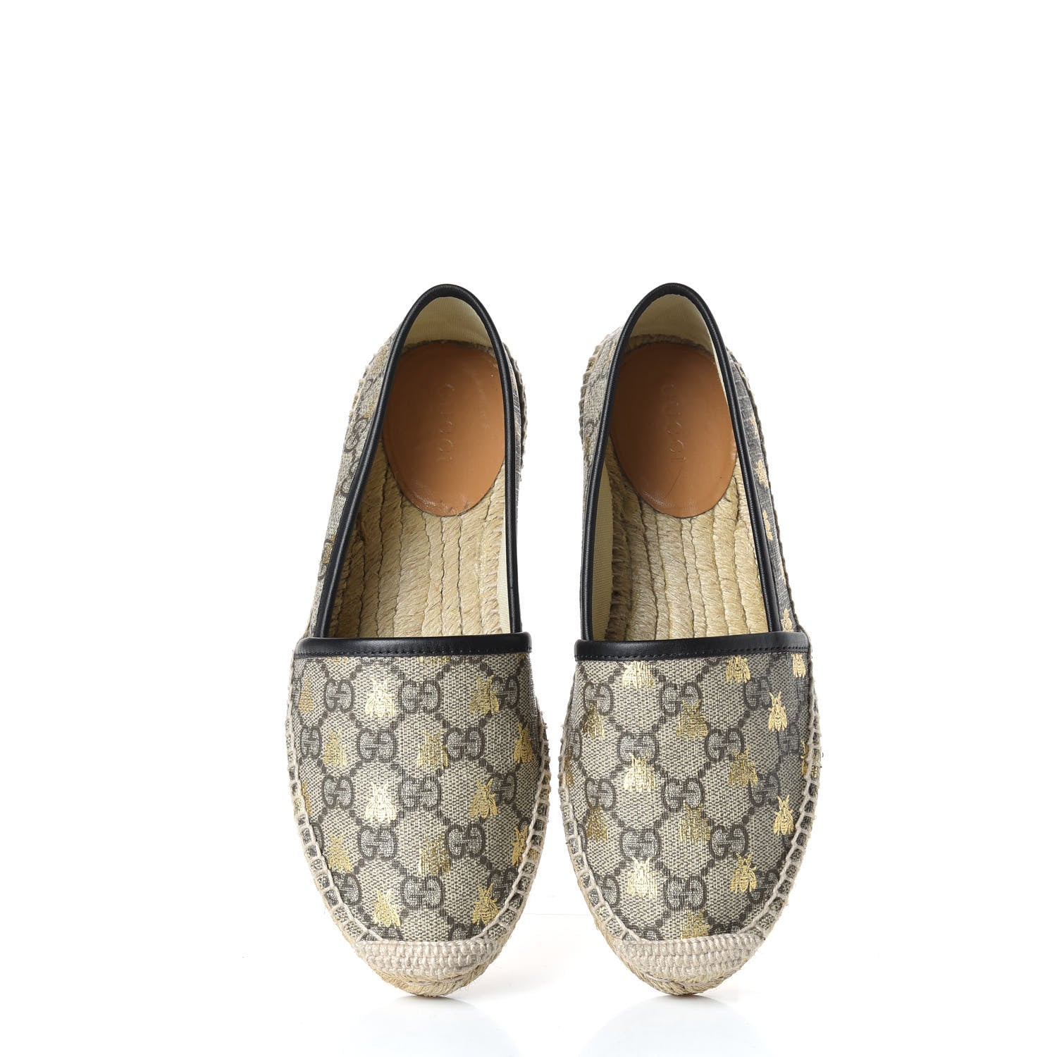 Gucci GG Supreme Monogram Bees Espadrille Flats 35.5 Beige Ebony Oro Black 5 of 11